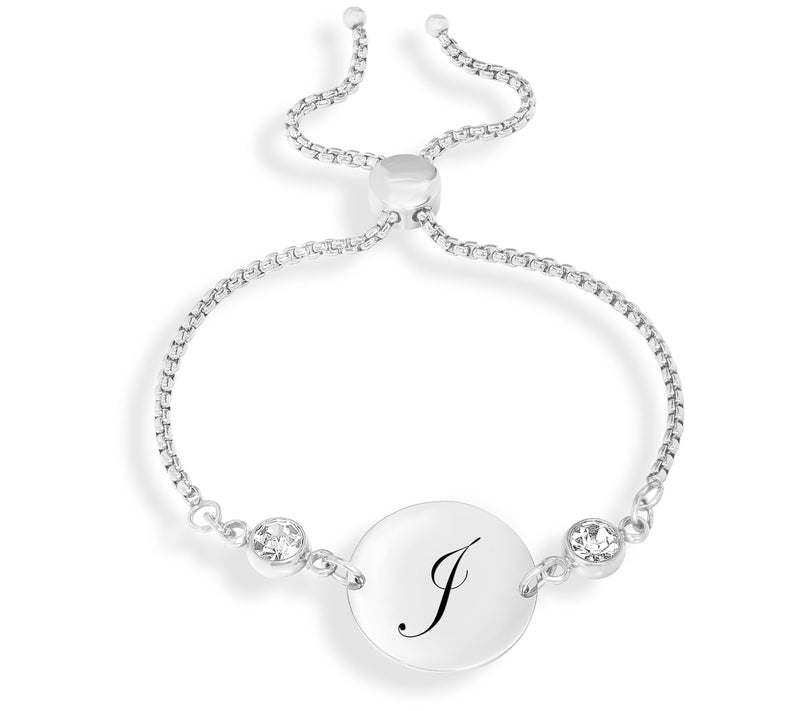 Steel By Design Adjustable Initial Crystal Brac elet — View 38