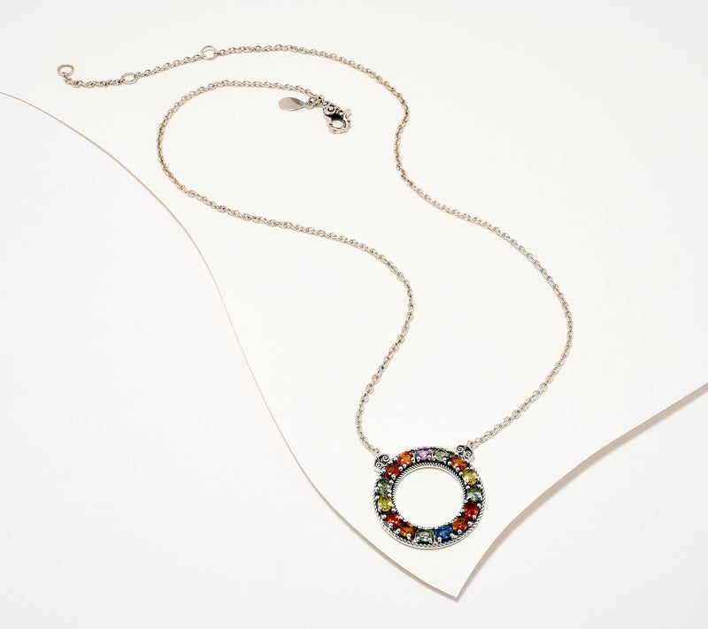 Artisan Crafted by Robert Manse Sterling Silver Multi Sapphire Circle Necklace — View 2