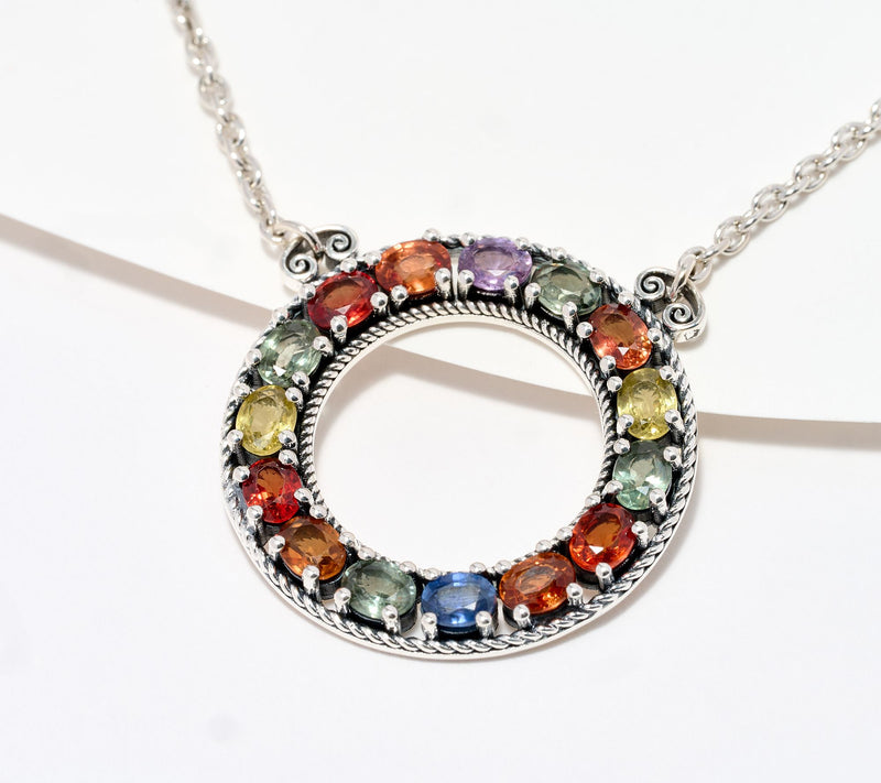 Artisan Crafted by Robert Manse Sterling Silver Multi Sapphire Circle Necklace — View 5