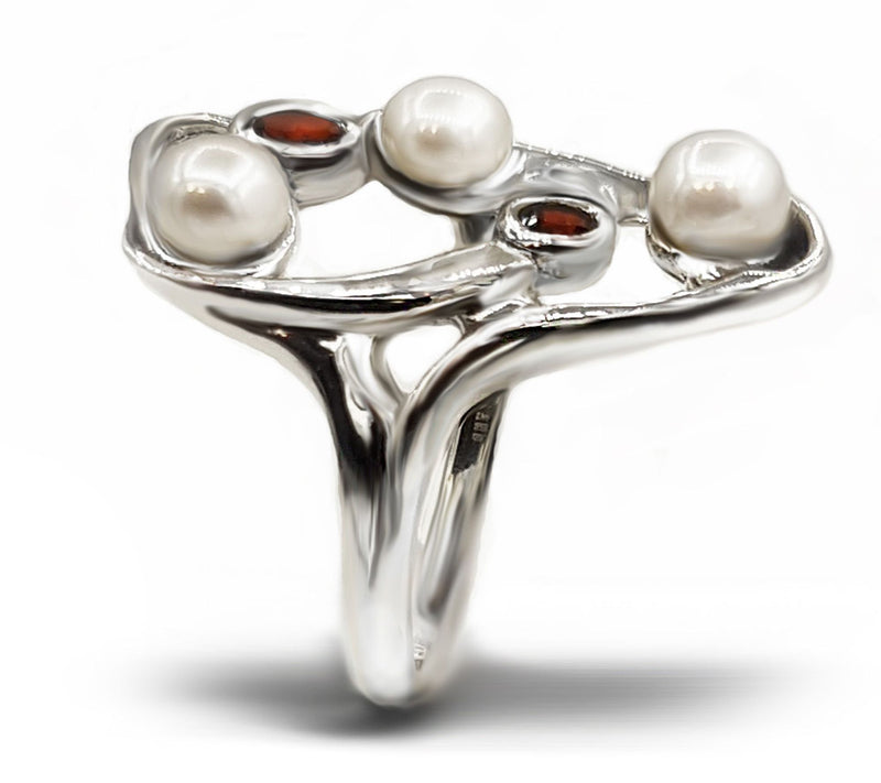 Hagit Sterling Silver Cultured Pearl & Gemstone s Harmony Ring — View 8