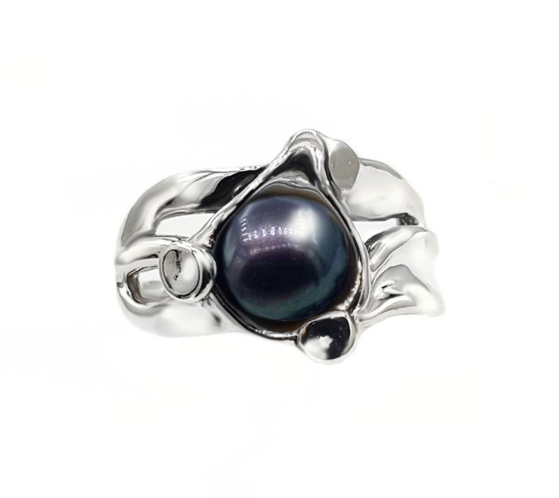 Hagit Sterling Silver Cultured Pearl Seaweed Ring — View 4