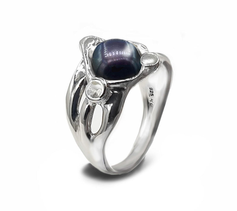 Hagit Sterling Silver Cultured Pearl Seaweed Ring — View 2