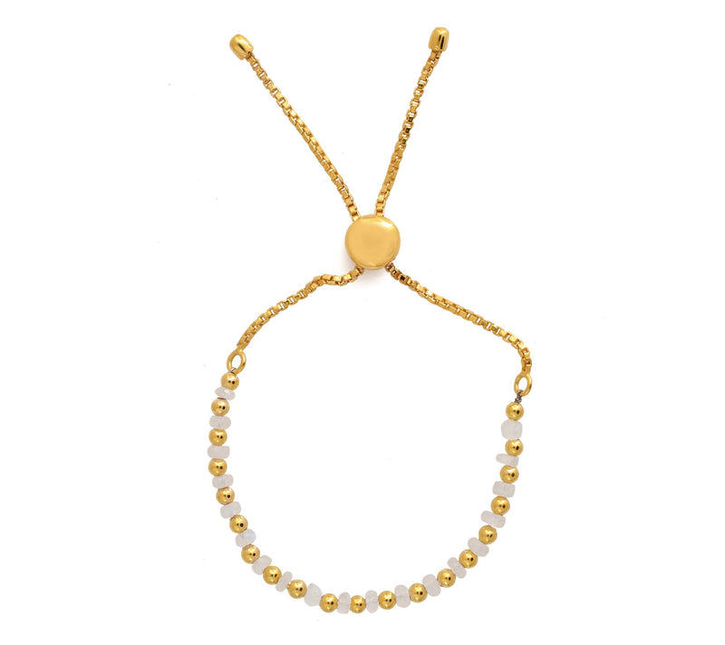 14K Rose Gold Plated Moonstone Adjustable Friendship Bracelet — View 3