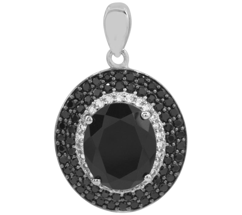 Affinity Gems Black Chalcedony Halo Pendant, Sterling Silver — View 4