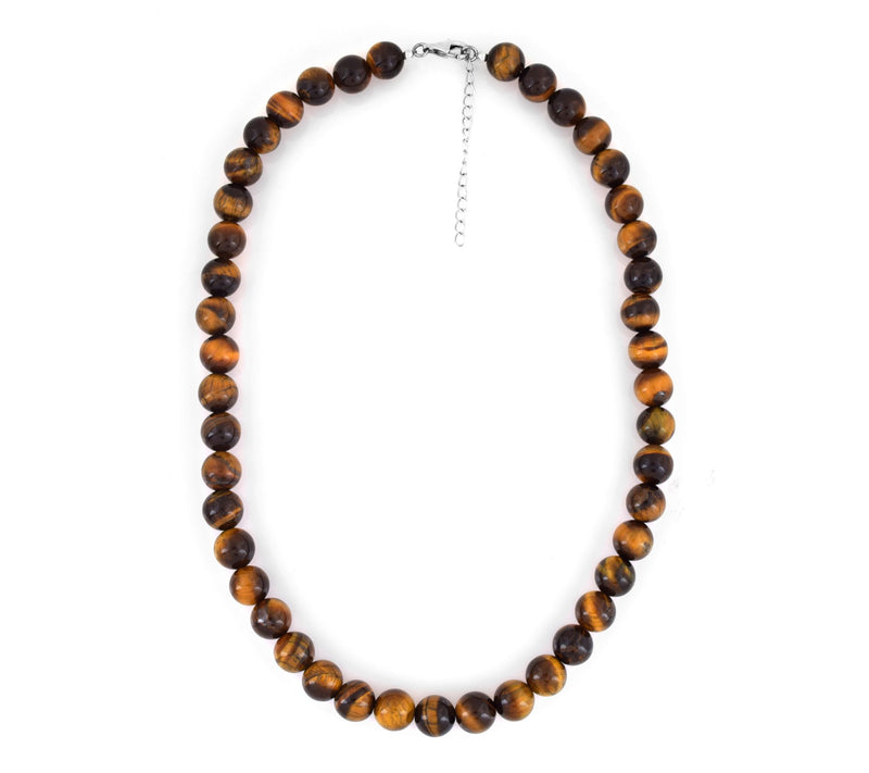 Sterling Silver Tiger Eye Beaded Necklace — View 3