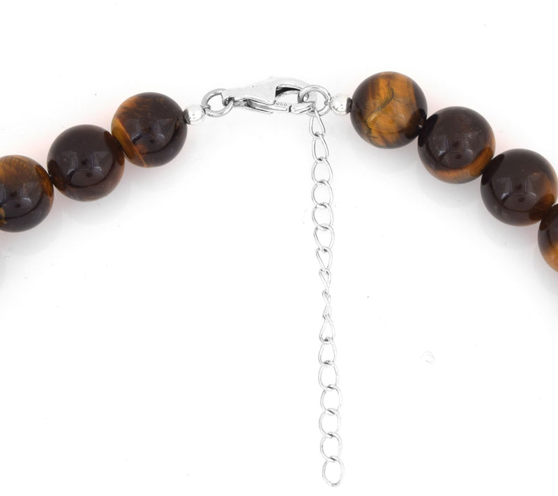 Sterling Silver Tiger Eye Beaded Necklace — View 6