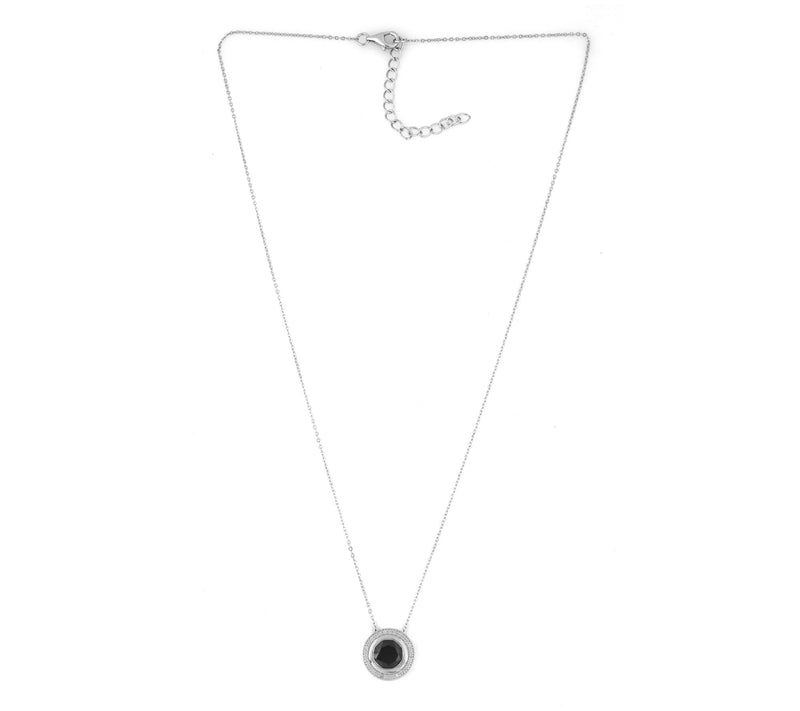 Affinity Gems Black Spinel & White Zircon Necklace, Sterling — View 4