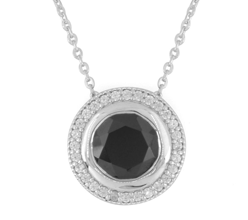 Affinity Gems Black Spinel & White Zircon Necklace, Sterling — View 5