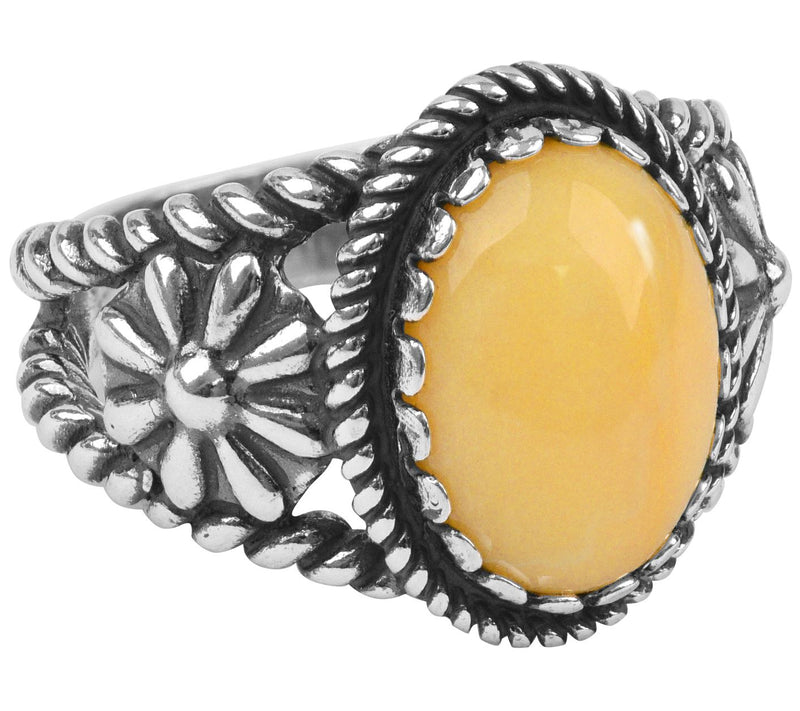 American West Sterling Silver Oval Gemstone Concha Ring — View 19