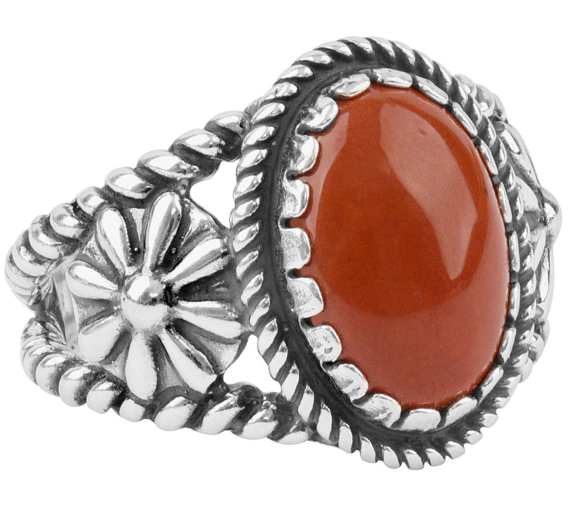 American West Sterling Silver Oval Gemstone Concha Ring — View 15