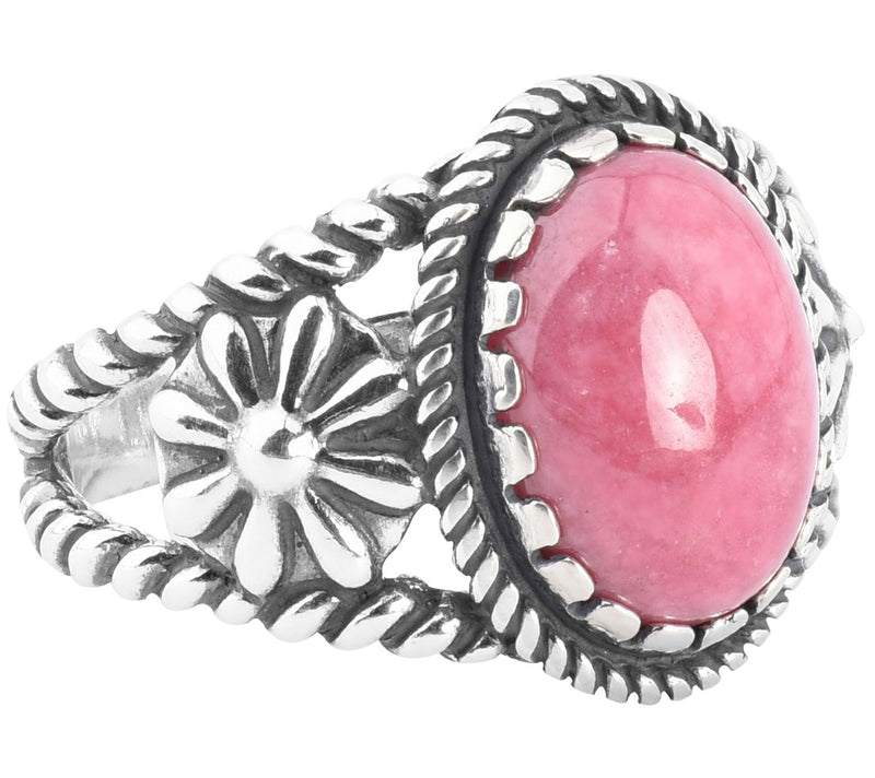 American West Sterling Silver Oval Gemstone Concha Ring — View 17