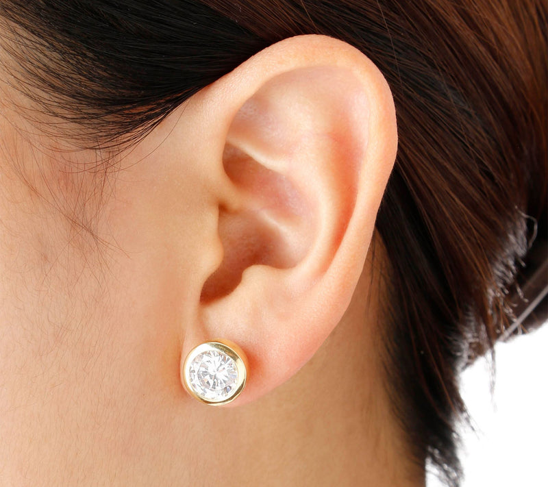 Diamonique x Bronzo Italia 1.90 cttw Solitaire Earrings — View 5