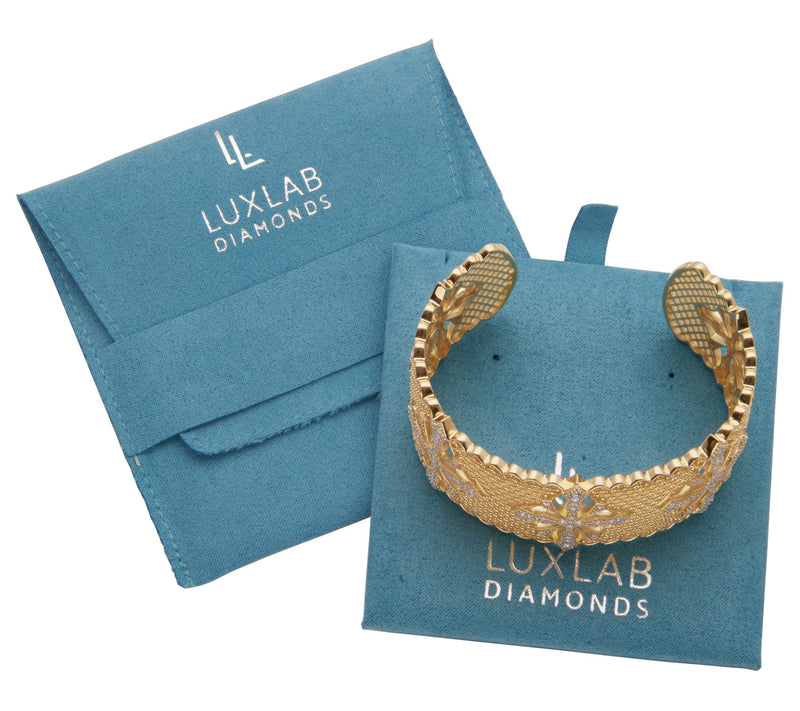 LuxLab 1.00 cttw Lab-Grown Diamond Mesh Cuff, 18K Gold Plated — View 5