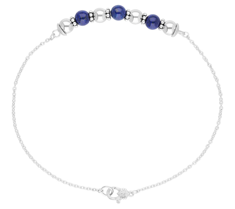 Ariva Sterling Silver Lapis Beaded Ankle Bracelet — View 2