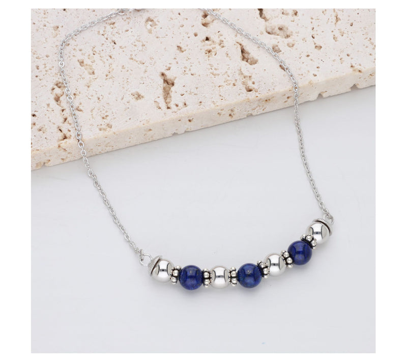 Ariva Sterling Silver Lapis Beaded Ankle Bracelet — View 4