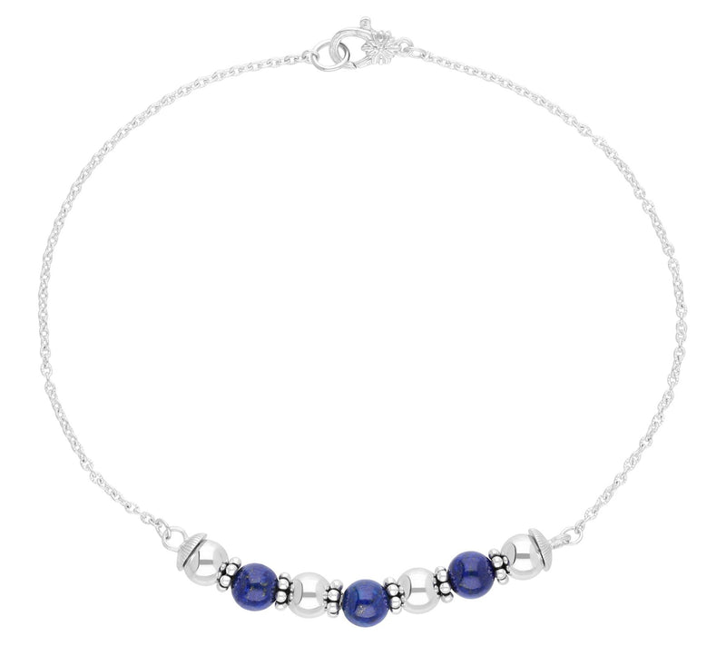 Ariva Sterling Silver Lapis Beaded Ankle Bracelet — Main view