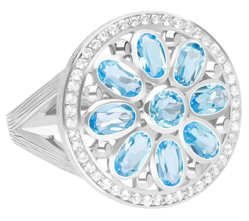 Ariva Sterling Silver Gemstone Medallion Ring — View 3