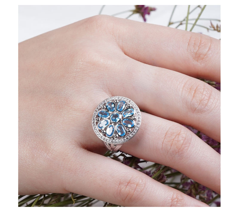 Ariva Sterling Silver Gemstone Medallion Ring — View 9