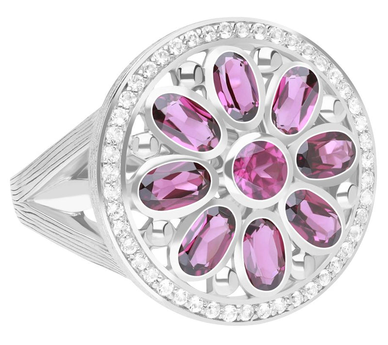 Ariva Sterling Silver Gemstone Medallion Ring — View 5