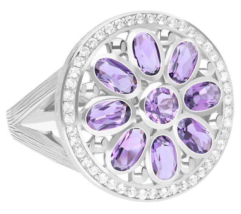 Ariva Sterling Silver Amethyst Medallion Ring — Main view