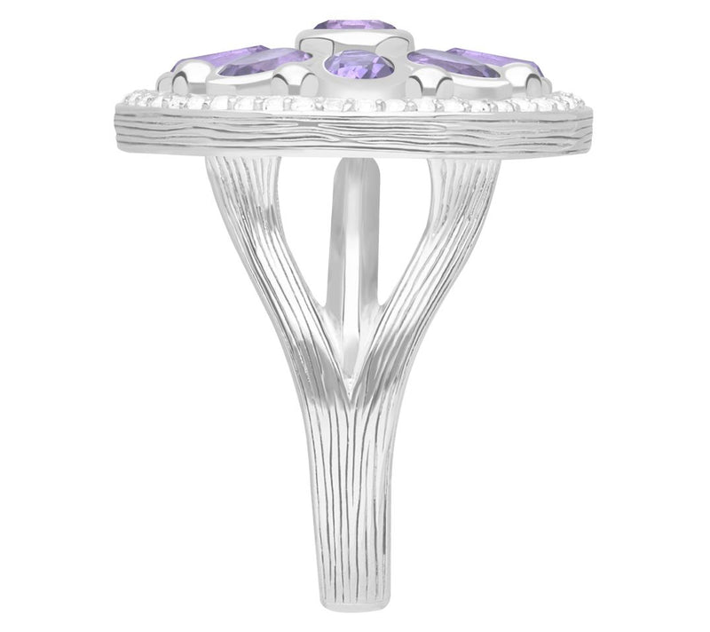 Ariva Sterling Silver Amethyst Medallion Ring — View 4