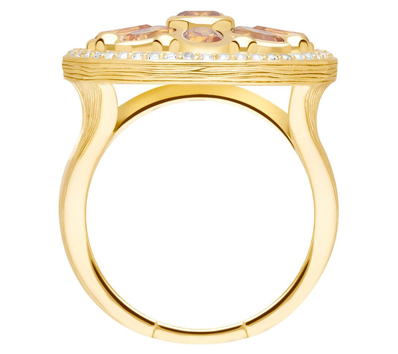 Ariva Sterling 18K Gold Clad Citrine Medallion Ring — View 3