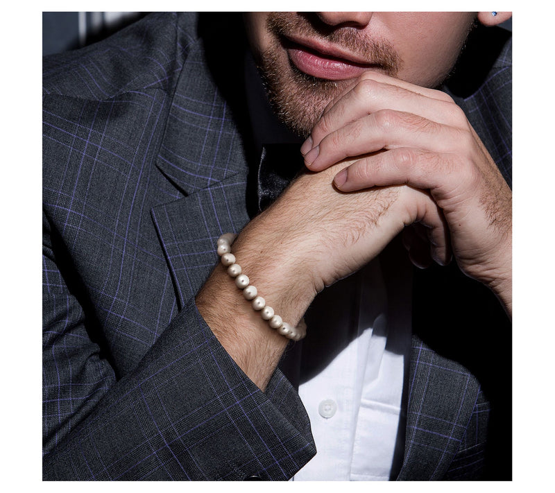 Men's Cultured Pearl Bracelet, Sterling Silver — View 5