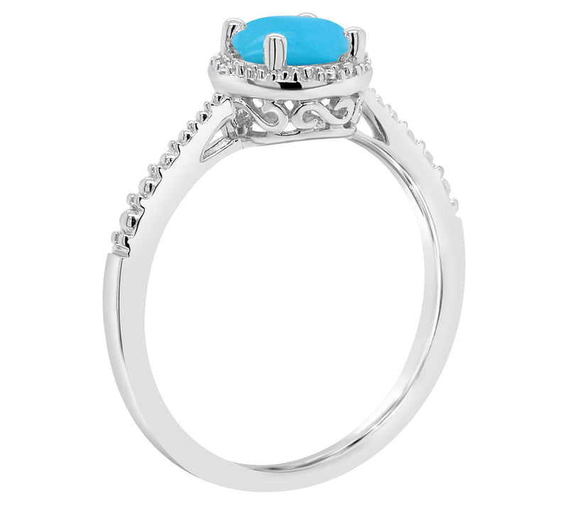 Affinity Gems Round Turquoise & Diamond AccentRing, Sterling — View 2