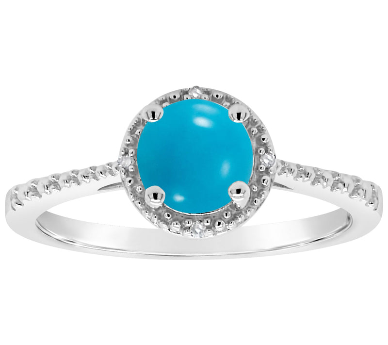 Affinity Gems Round Turquoise & Diamond AccentRing, Sterling — View 5