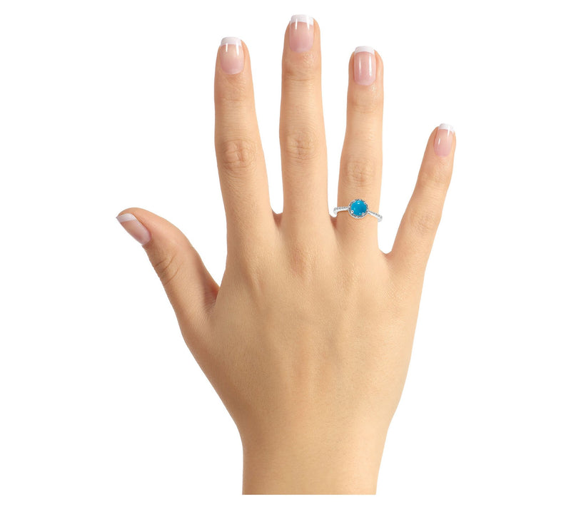Affinity Gems Round Turquoise & Diamond AccentRing, Sterling — View 3