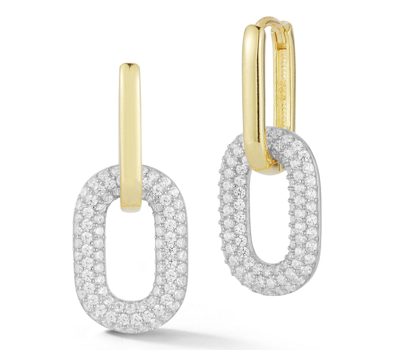 Sterlina Silver Pave Oval-Link Drop Earrings, Sterling — View 5