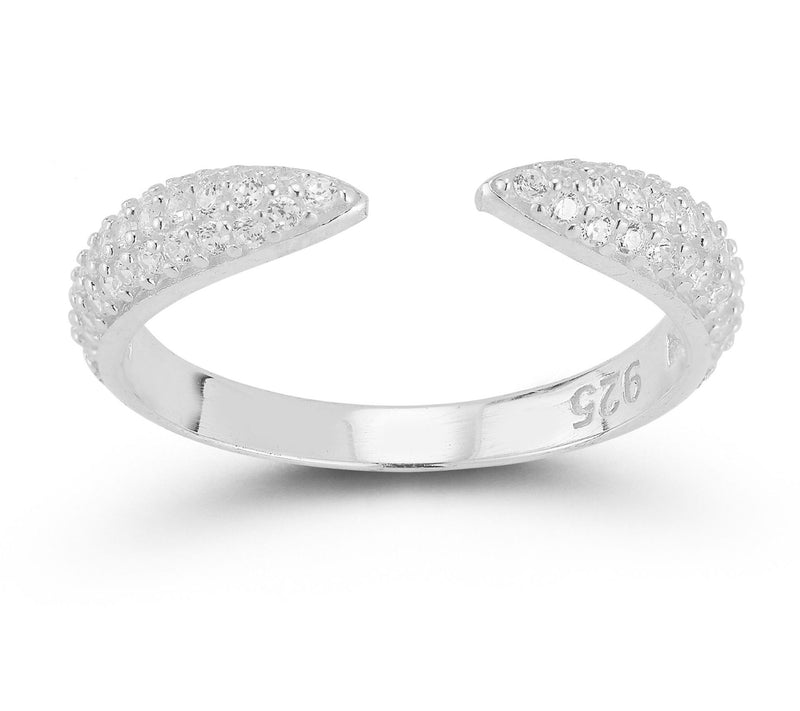 Sterlina Silver Open Claw Pave Cuff Ring, Sterling — View 8