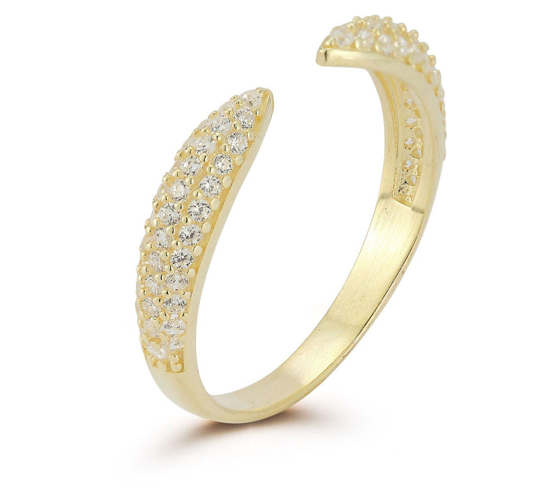Sterlina Silver Open Claw Pave Cuff Ring, Sterling — View 5