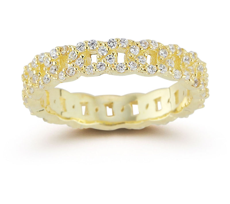 Sterlina Silver Pave Curb Band Ring, Sterling — View 9