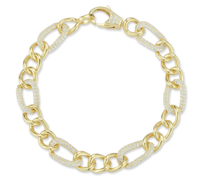 Sterlina Silver Pave Figaro Bracelet, Sterling — Main view