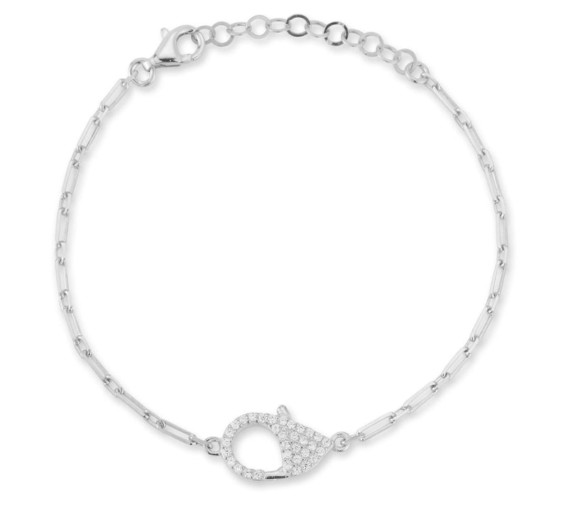 Sterlina Silver Pave Lobster Clasp Bracelet, Sterling — View 7