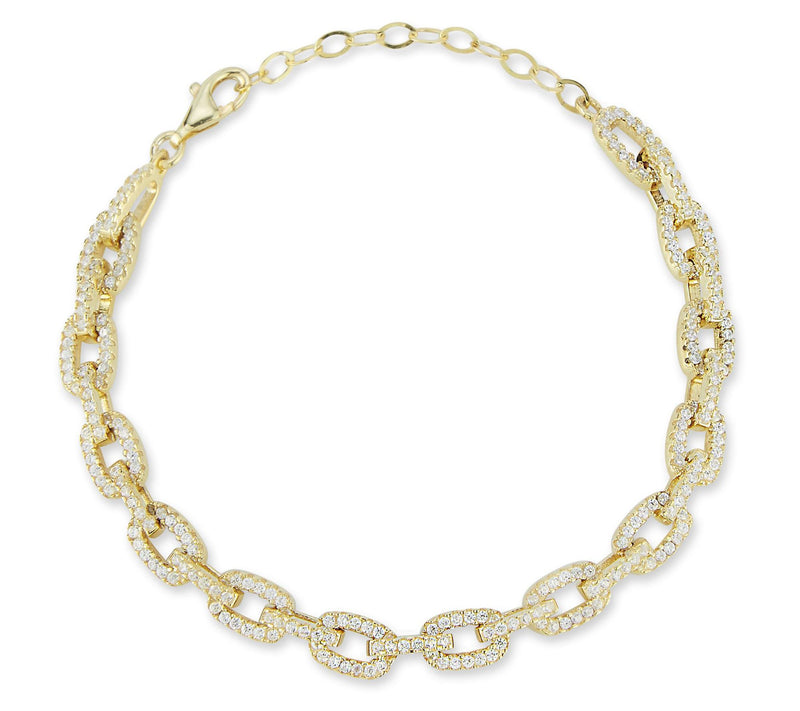 Sterlina Silver Pave Oval-Link Chain Bracelet,Sterling — View 8