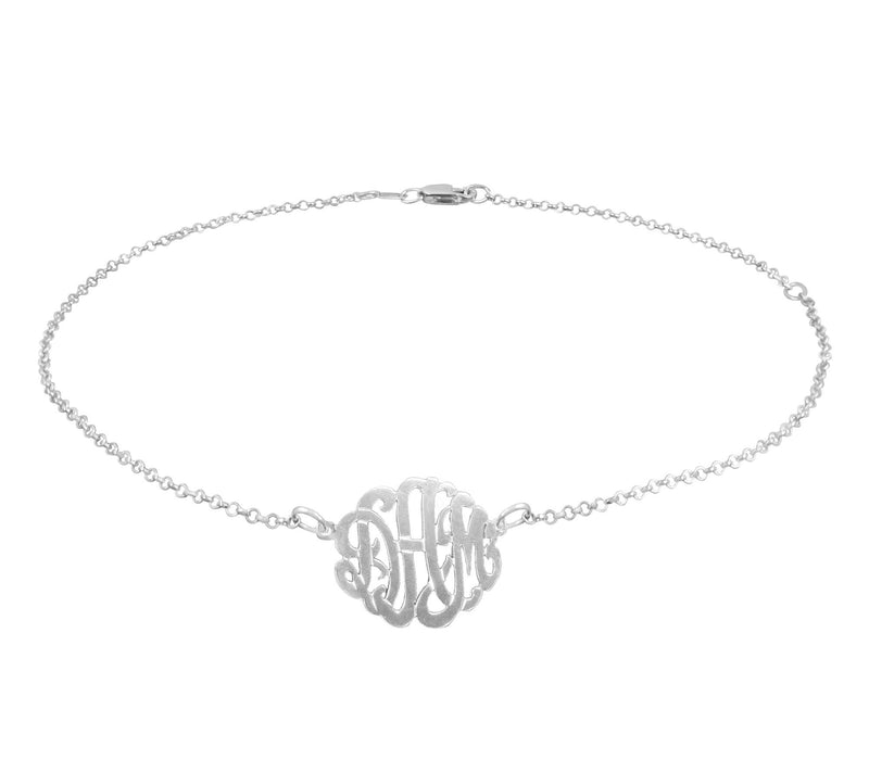 Personalized Sterling Silver Monogram Ankle Bracelet — View 3
