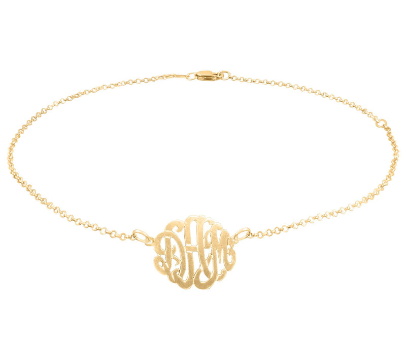 Personalized 14K Gold-Plated Monogram Ankle Bracelet — View 3