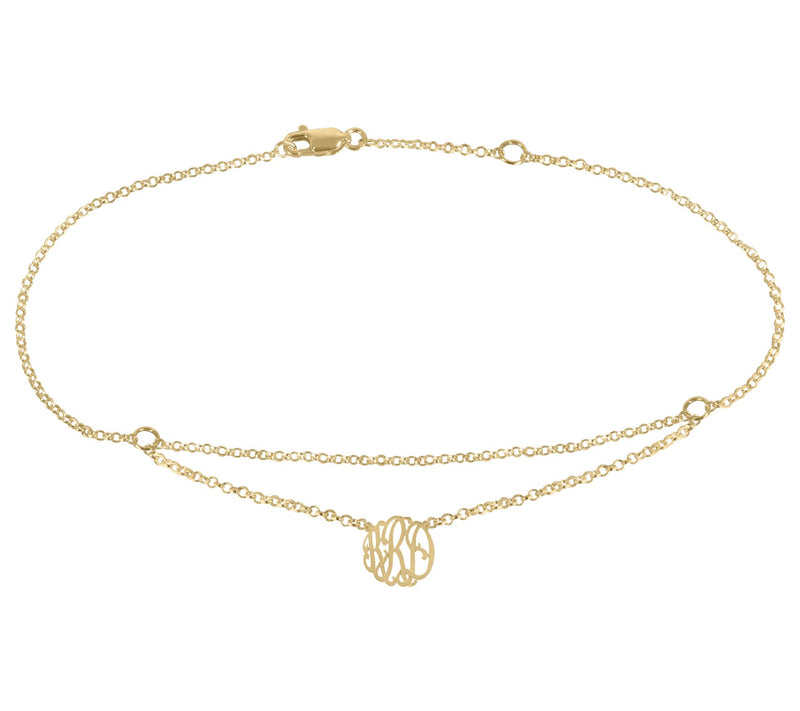 Personalized 14K Gold-Plated Floating Monogram Ankle Bracelet — Main view