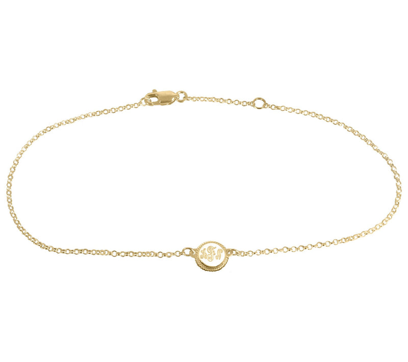 Personalized 14K Gold-Plated Framed Monogram An kle Bracelet — Main view