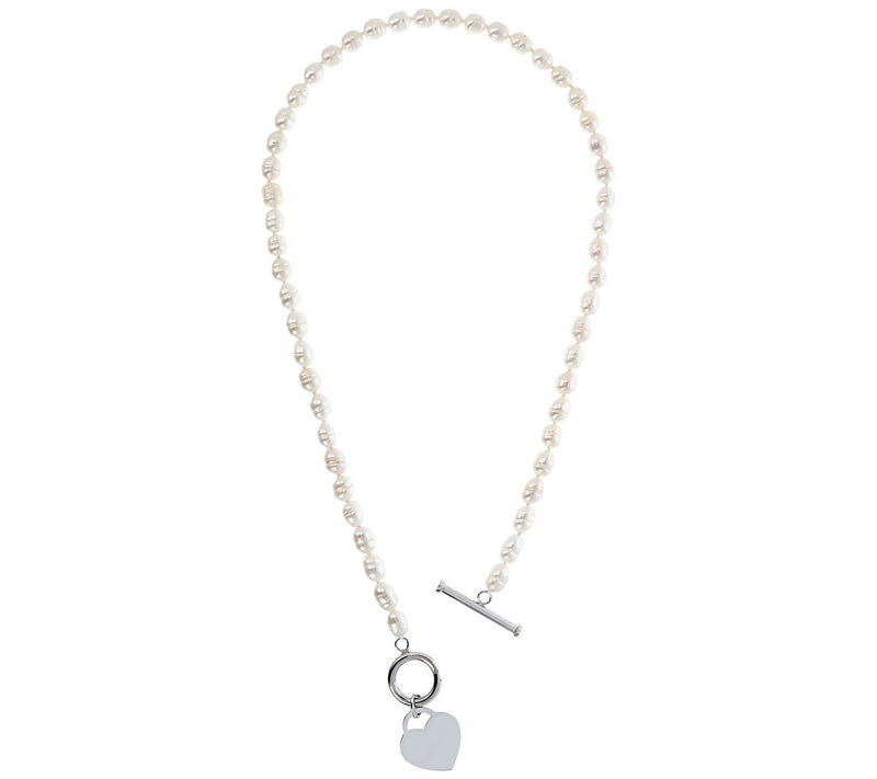 Honora Cultured Pearl Heart Charm 18" Toggle Necklace — View 4
