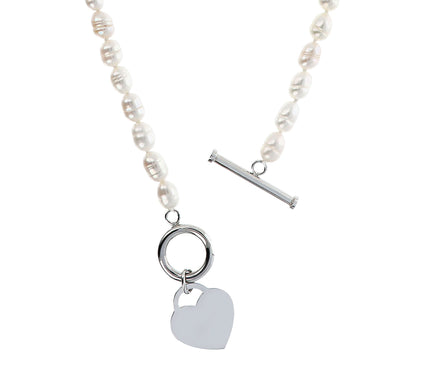 Honora Cultured Pearl Heart Charm 18" Toggle Necklace