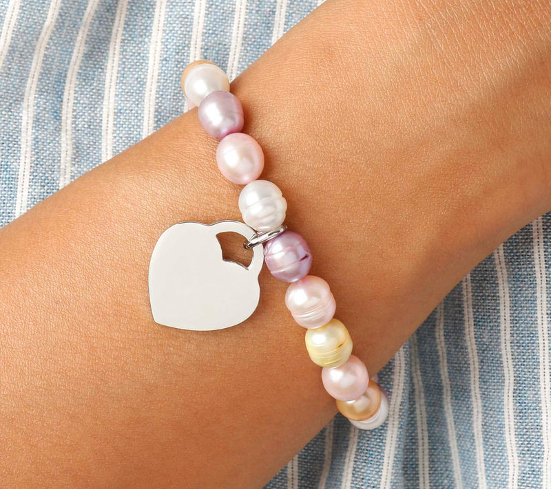 Honora Cultured Pearl Heart Charm Bracelet — View 3