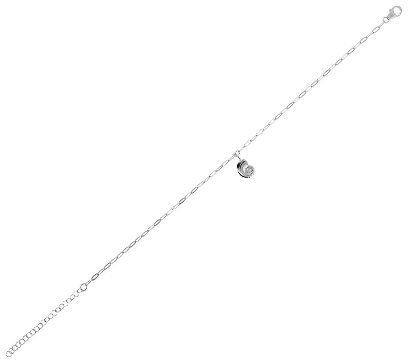 Italian Silver Shell Charm Paperclip Link AnkleBracelet — View 2
