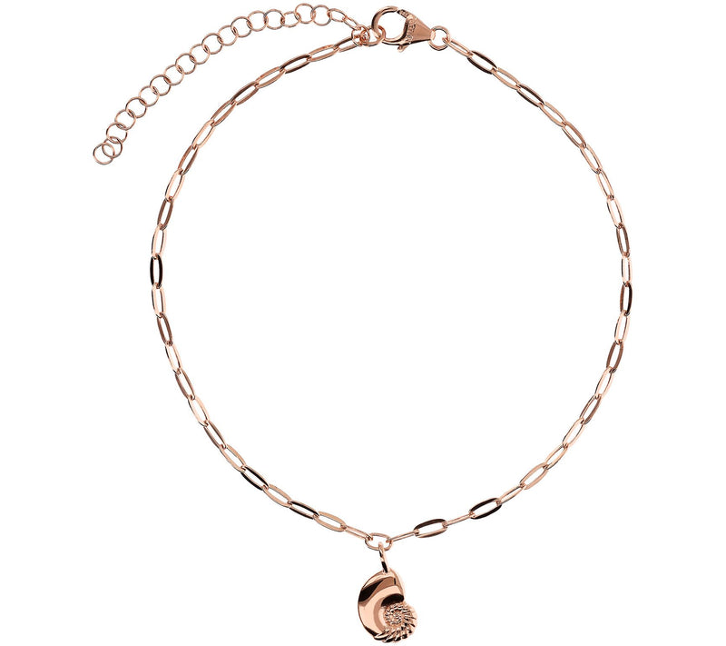 Italian Silver Shell Charm Paperclip Link AnkleBracelet — View 7