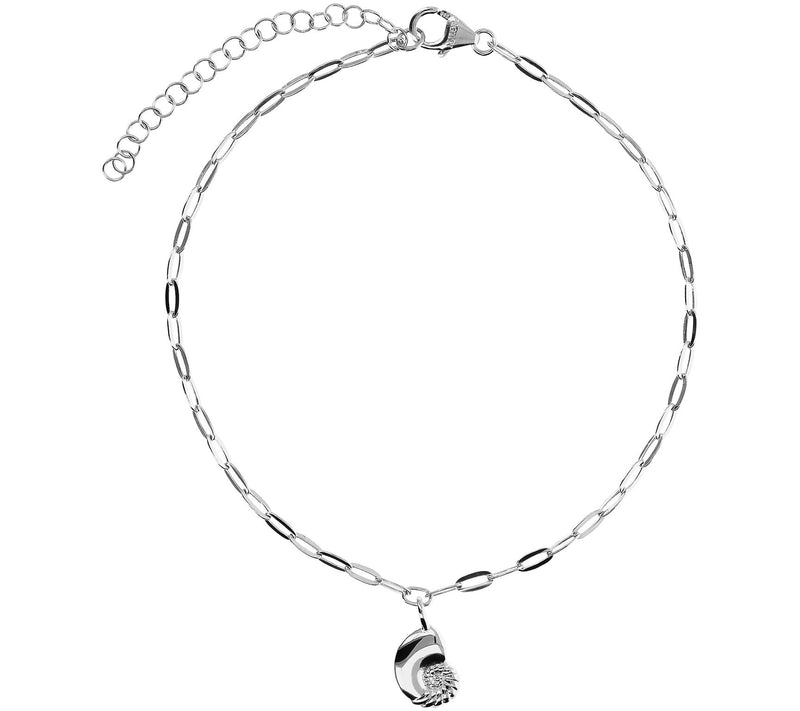 Italian Silver Shell Charm Paperclip Link AnkleBracelet — View 8
