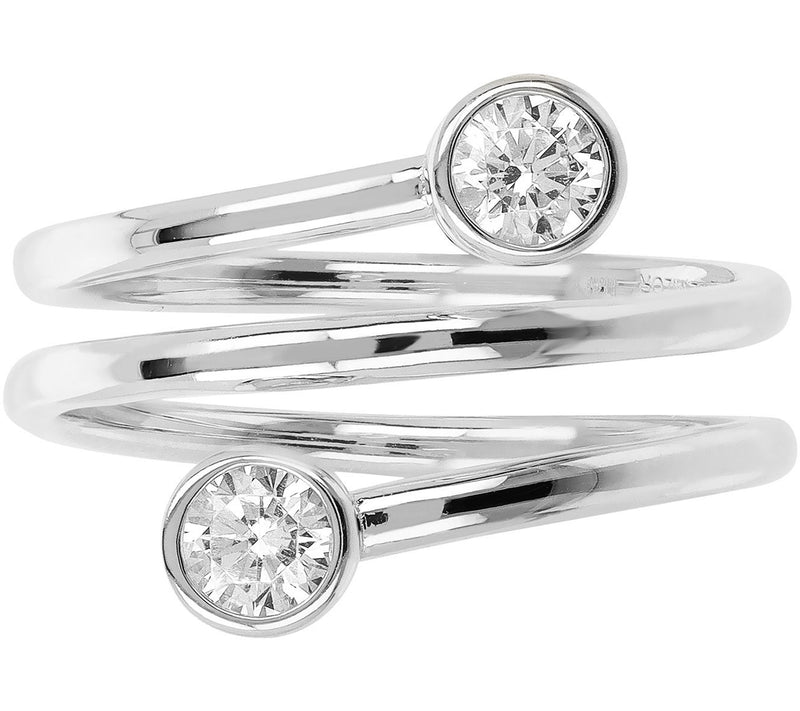 Diamonique Italia Sterling Silver Coil Design R ing — View 7
