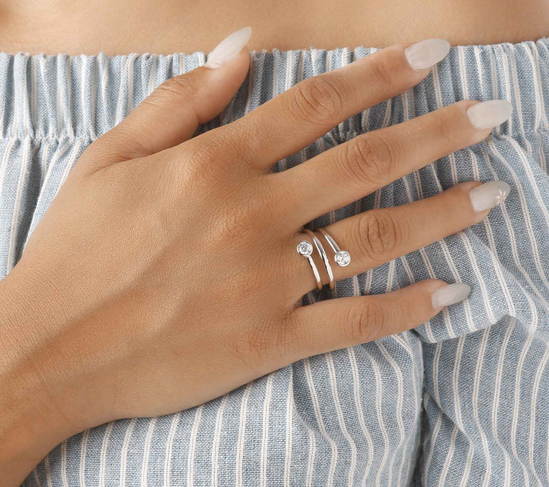 Diamonique Italia Sterling Silver Coil Design R ing — View 4