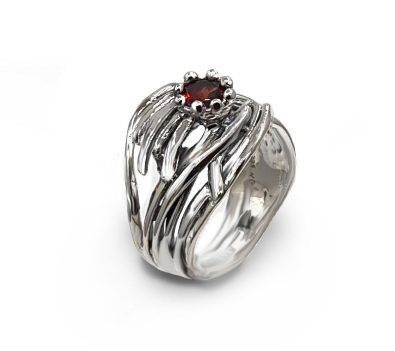 Hagit Sterling Silver and Gemstone Wave Ring. — View 2